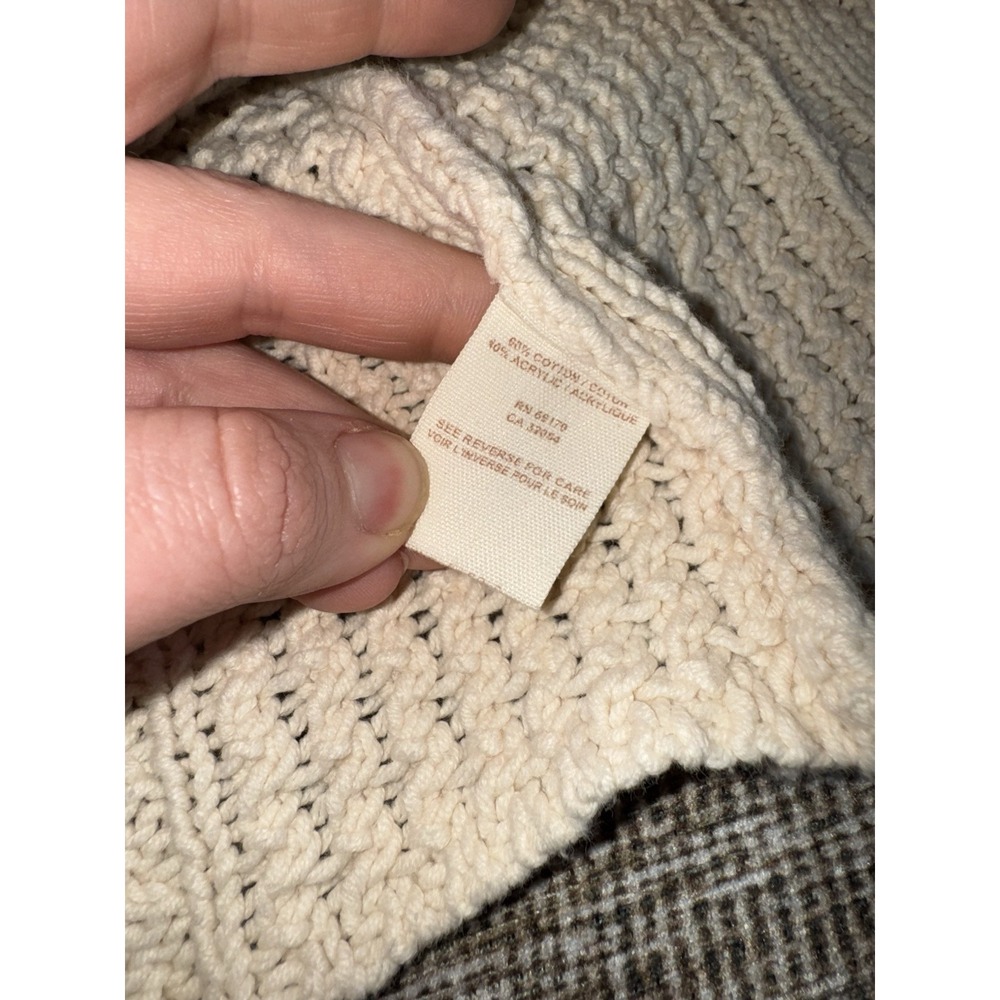 Free People Chunky Cream Cable Knit Longline Cardigan Ivory Carved Buttons Sz S‎ - Picture 4 of 5